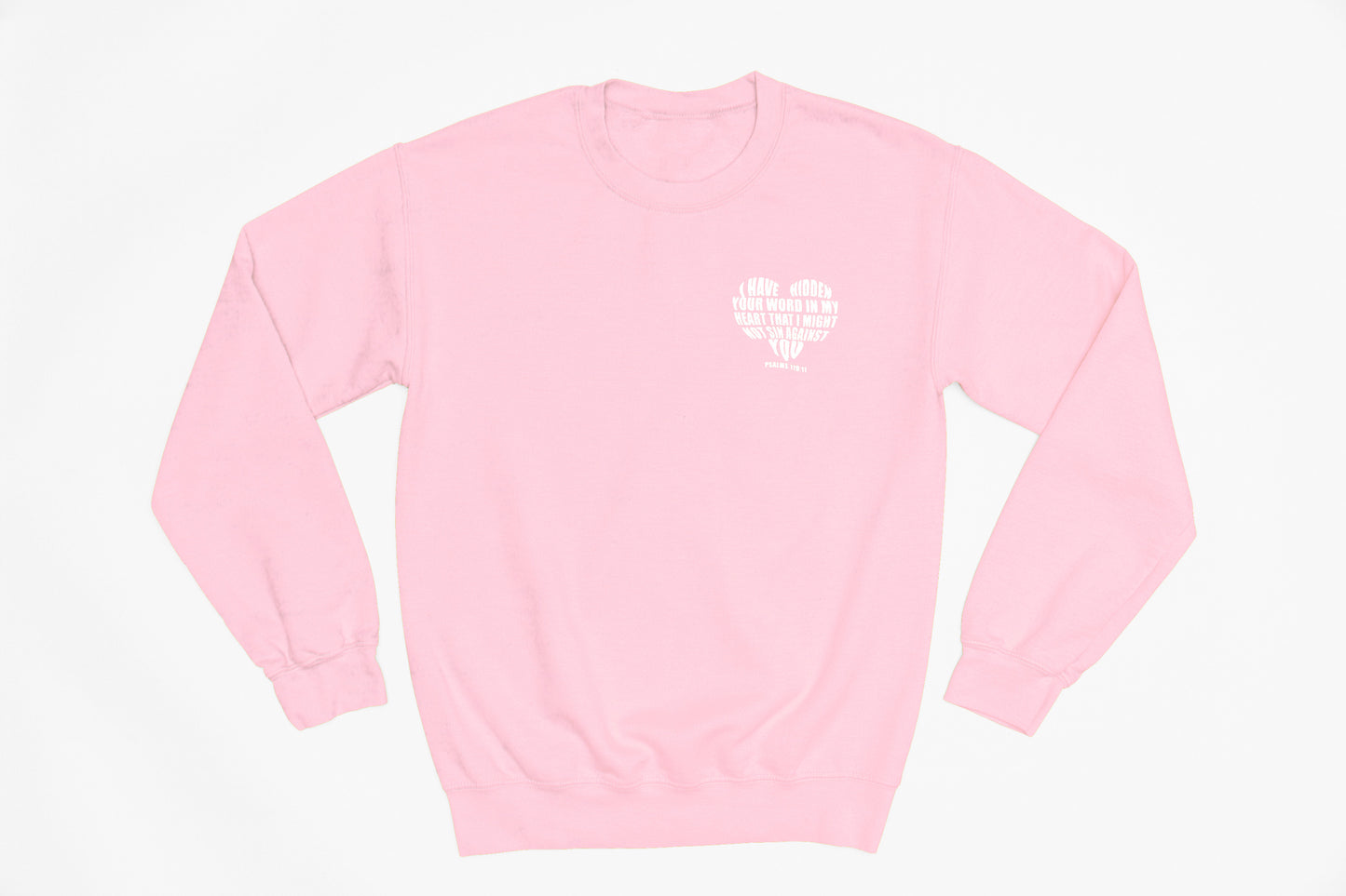Spring Collection Psalms 119 White Heart Crewneck Sweatshirt