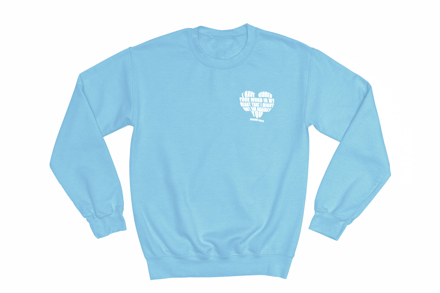 Spring Collection Psalms 119 White Heart Crewneck Sweatshirt