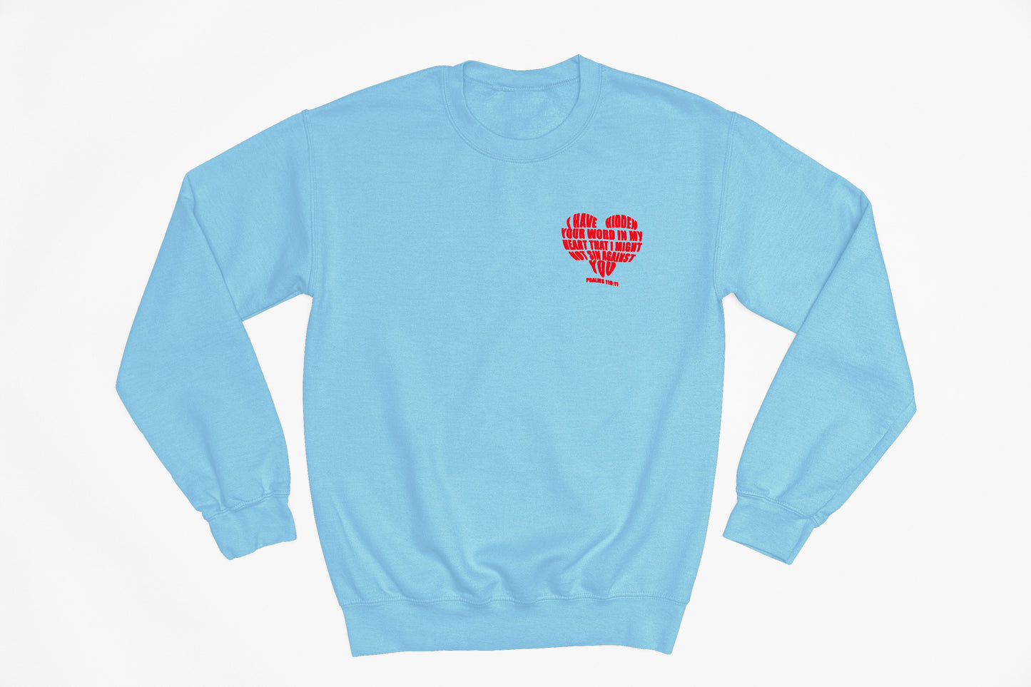 Spring Collection Psalms 119 Red Heart Crewneck Sweatshirt