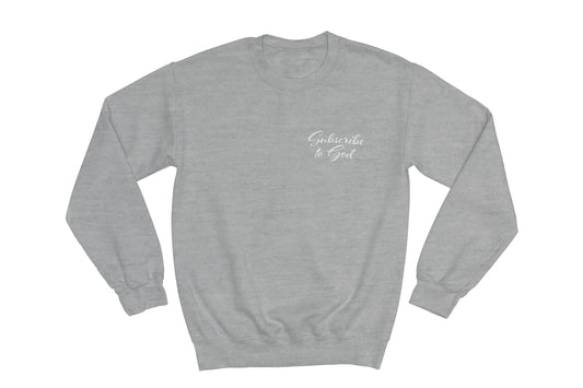 White Pocket Size Subscribe To God Crewneck Sweatshirt