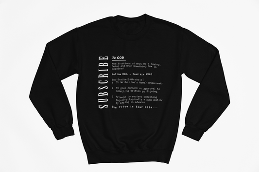 White Subscribe To God Paragraph Crewneck Sweatshirt